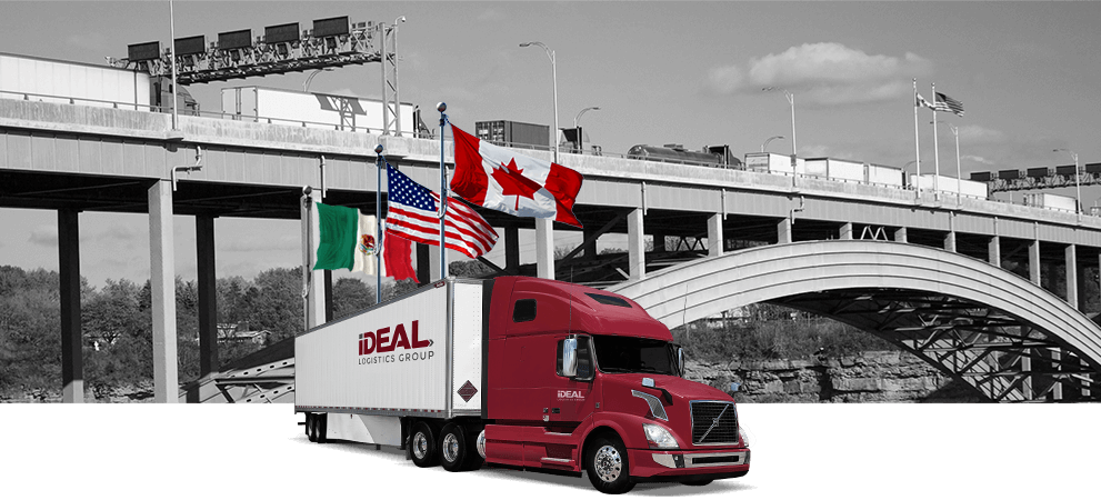 Ideal logistics truck at the Canada, USA border